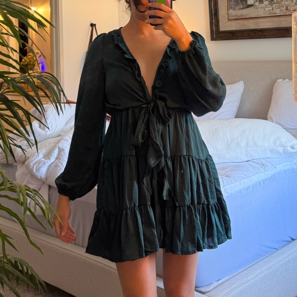 Princess Polly Elegant Hunter Green Ruffle Dress